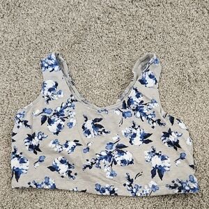 2X Fruit of the Loom Blue and White Floral Sports Bra